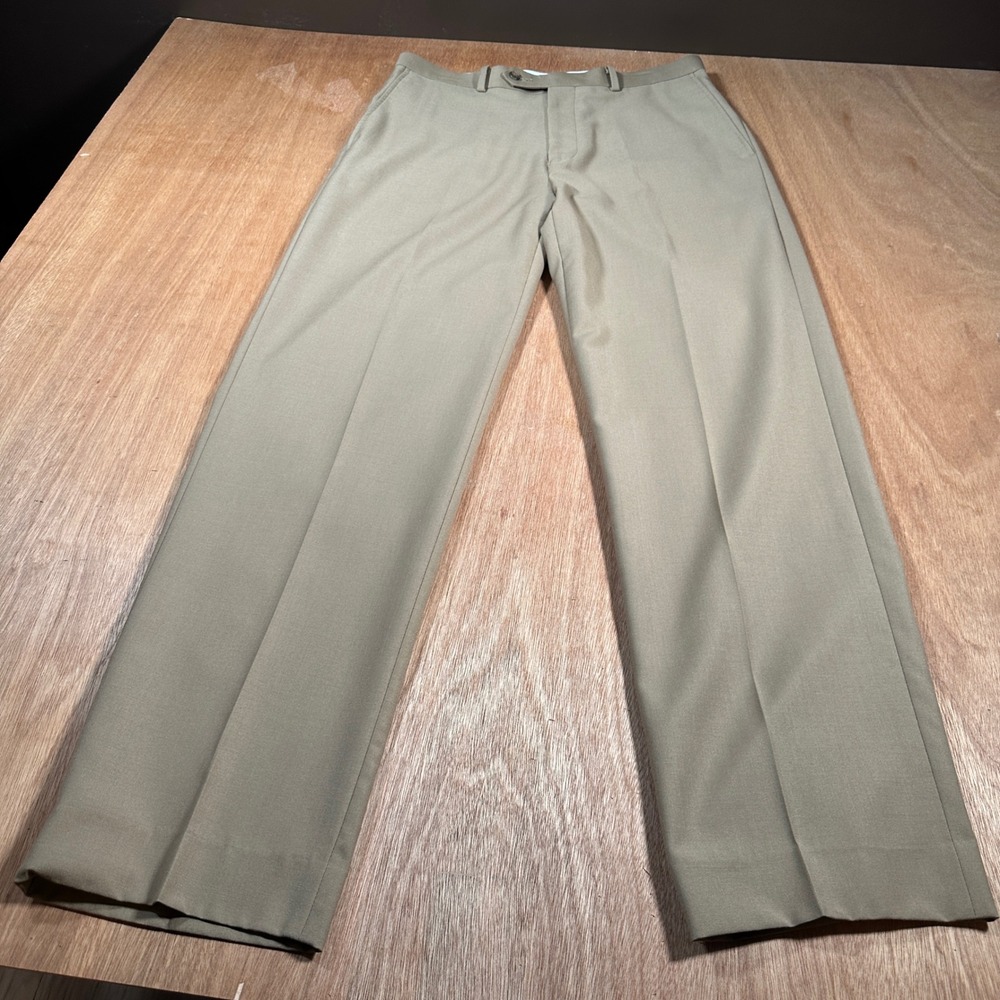 Daniel Cremieux Dress Pants Mens 32x32(30.5) Khaki Tan Signature Flat Front